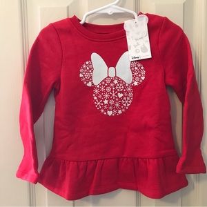 Disney Minnie Mouse Ruffle Hem Red Sweatshirt